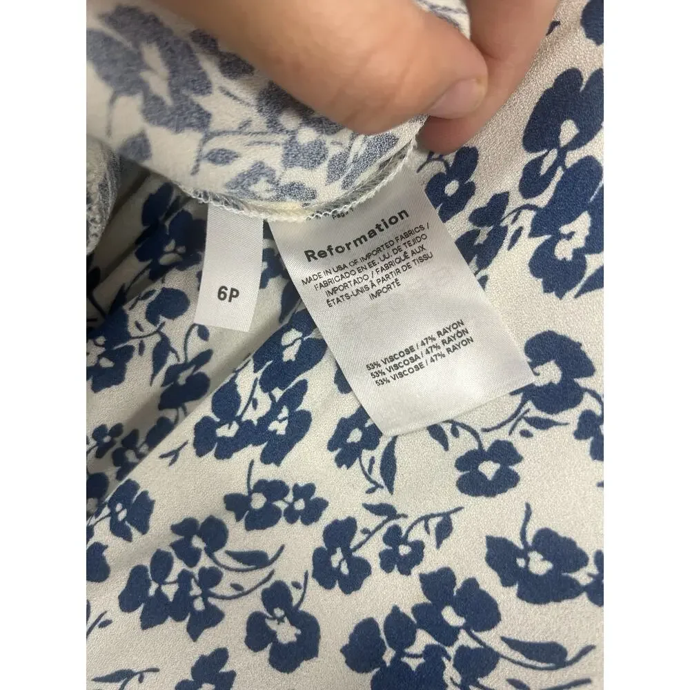 Reformation Sigmund Ditsy Floral Square-Neck Midi Dress Milanesa 6 Small